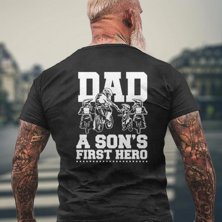 Dirt Bike Dad Motocross Superhero Father Son Motorcycle Mens Back Print T-shirt Gifts for Old Men