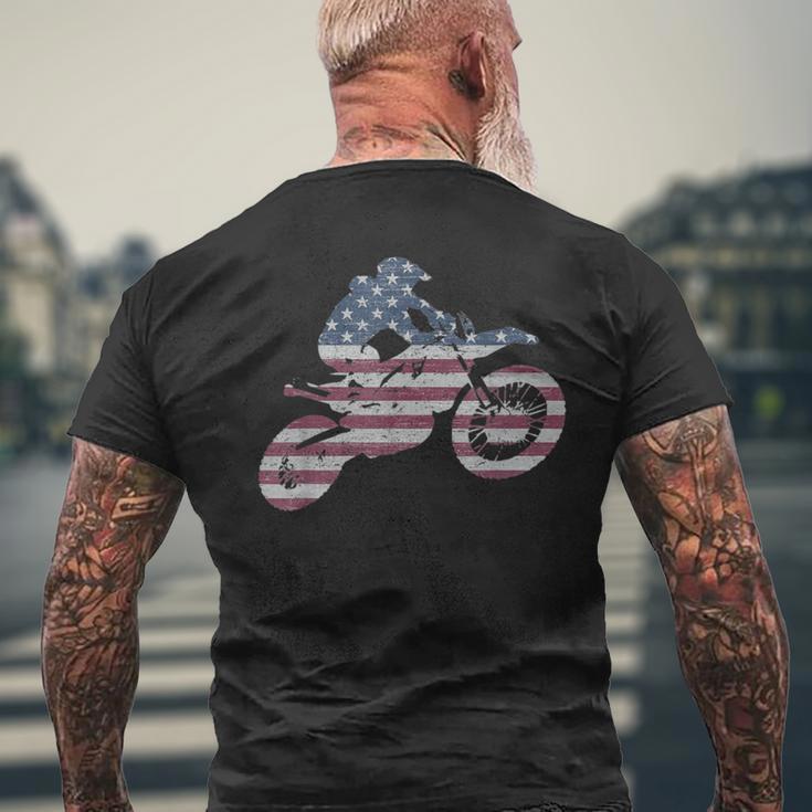 Dirt Bike Rider Vintage American Flag Love Racing Motorcycle Men's T-shirt Back Print Gifts for Old Men