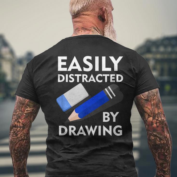 Distracted By Drawing Hobby Illustrator Men's T-shirt Back Print Gifts for Old Men