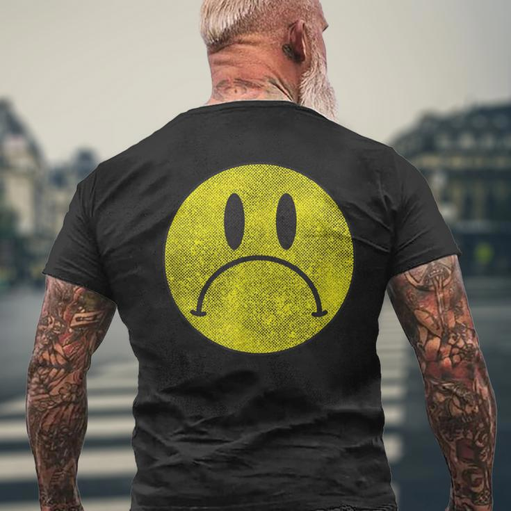 Distressed Frowny Anti Smile Grumpy Sad Face Men's T-shirt Back Print Gifts for Old Men