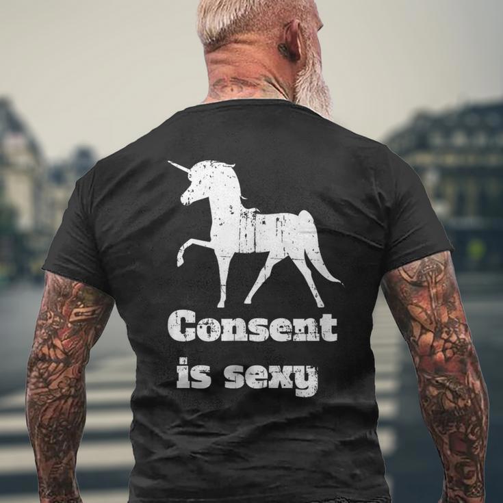 Distressed Unicorn Consent Is Sexy Men's T-shirt Back Print Gifts for Old Men