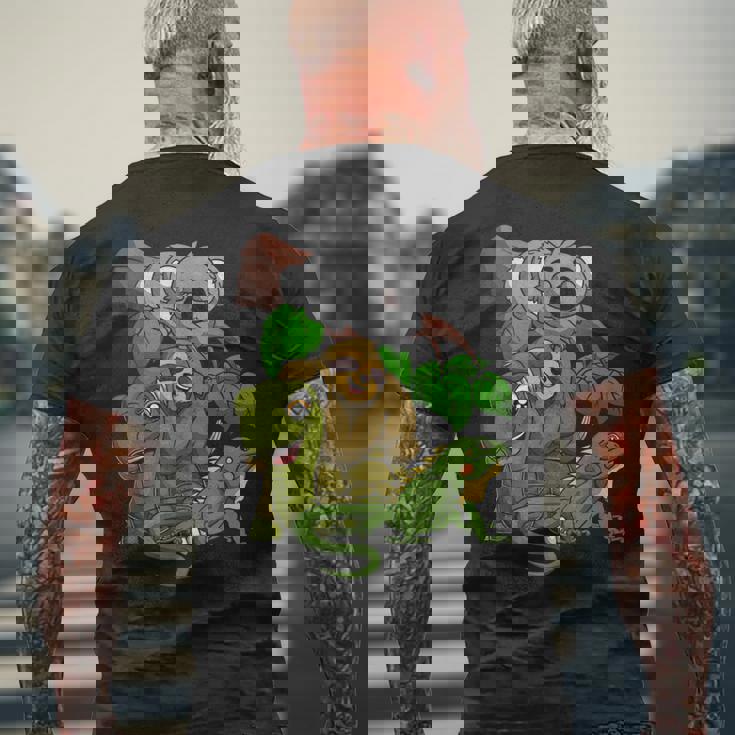 Divertido Coala Perezoso Tortuga Iguana Escuadra Zoo Animal Camiseta Hombre Estampado Espalda Regalos para ancianos