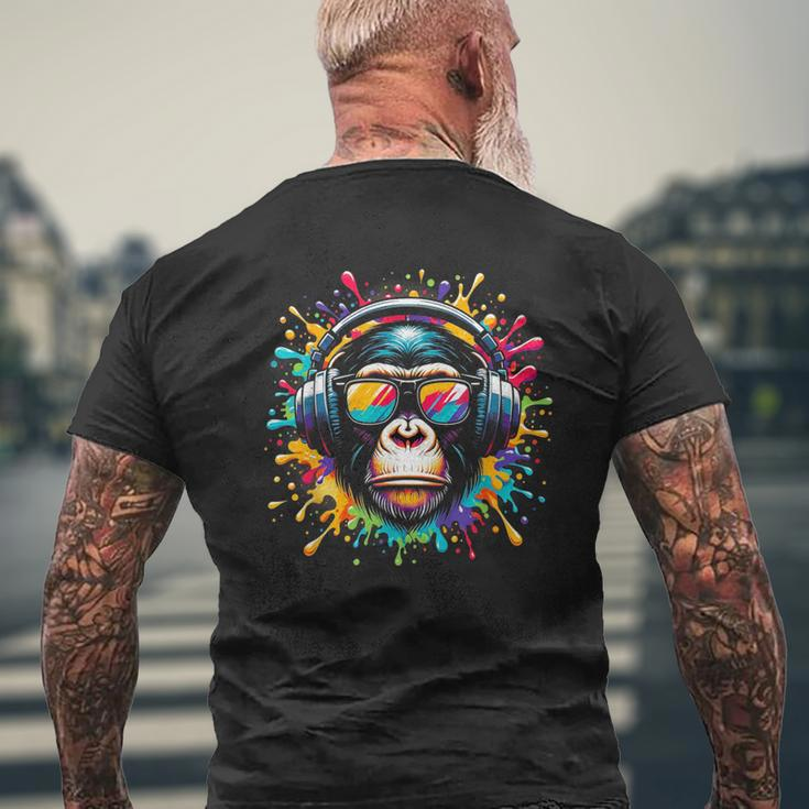 Dj Affen Monkey Mit Kopfhörer Und Sonnenbrille Herren Damen T-Shirt mit Rückendruck Geschenke für alte Männer
