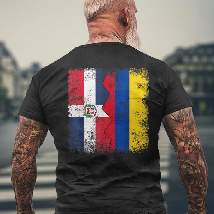 Dominican Republic Roots Half Colombian Flag Colombia Men's T-shirt Back Print Gifts for Old Men