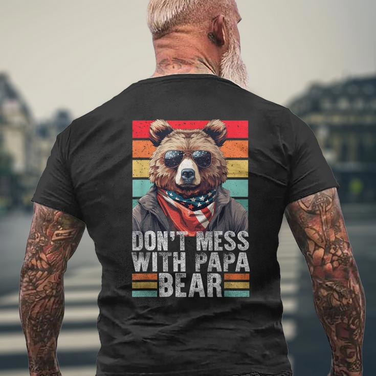 Don't Mess With Papa Bear Vintage Papa Bear Father's Day Men's T-shirt Back Print Gifts for Old Men