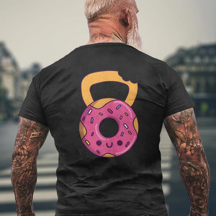 Donut Kettlebell Cartoon Gym Mens Back Print T-shirt Gifts for Old Men