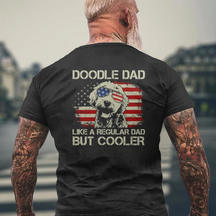 Doodle Dad Goldendoodle Regular Dad But Cooler American Flag Mens Back Print T-shirt Gifts for Old Men