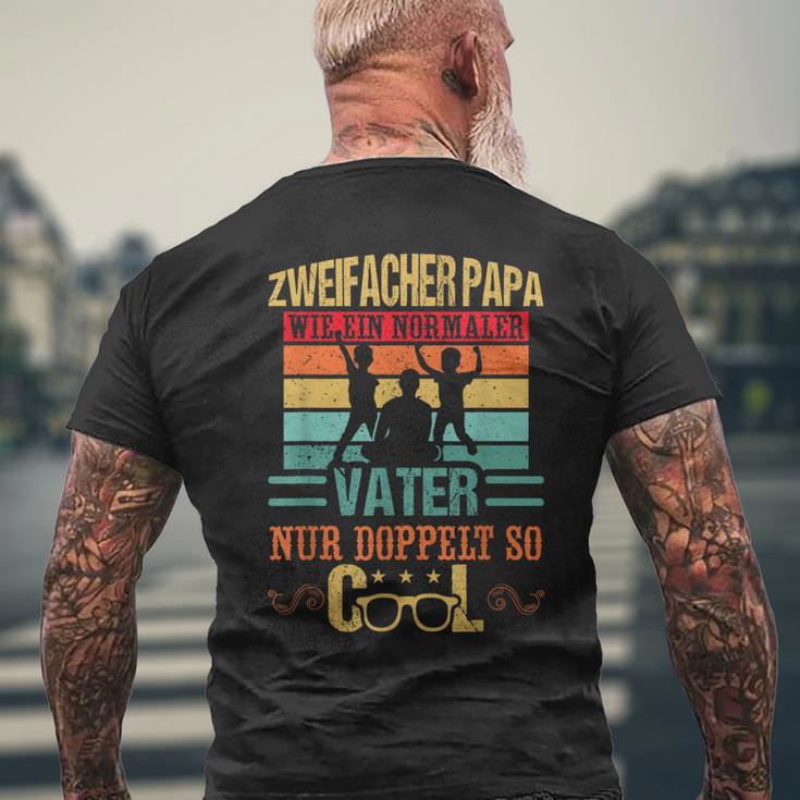 Double Papa Father's Dayon Zwei Kinder Double Father T-Shirt mit Rückendruck Geschenke für alte Männer