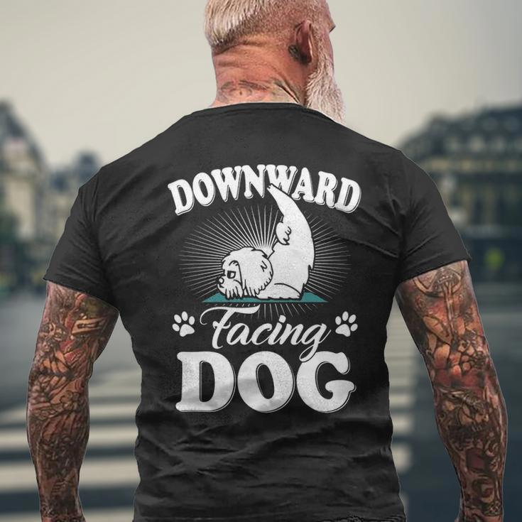 Downward Facing Dog Maltese Yoga Poses Meditation Men's T-shirt Back Print Gifts for Old Men