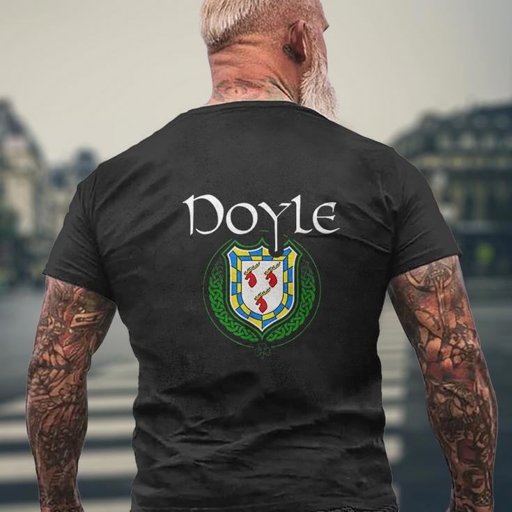 Doyle Surname Irish Last Name Doyle Family Crest Mens Back Print T-shirt Gifts for Old Men