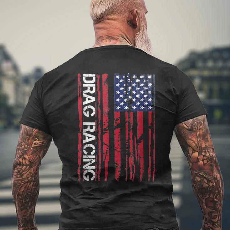 Drag Car Racing Patriotic American Flag Men's T-shirt Back Print Gifts for Old Men