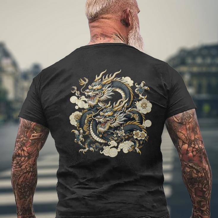Dragon Aesthetic Japanese Culture Tokyo Inspired Asian Men's T-shirt Back Print Gifts for Old Men