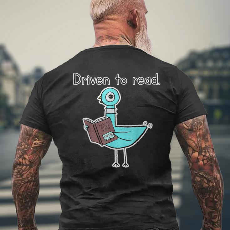 Driven To Read Pigeon Library Reading Books Reader Men's T-shirt Back Print Gifts for Old Men
