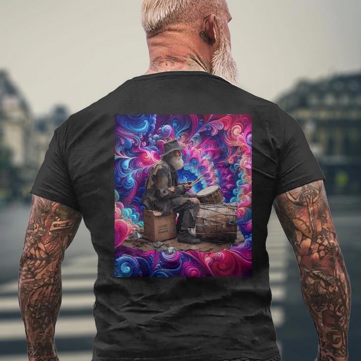 Drumming Tess Für Die Old Man Psychedelic Street Drummers T-Shirt mit Rückendruck Geschenke für alte Männer