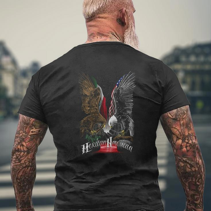 Eagle Mexican American Flag Mens Back Print T-shirt Gifts for Old Men