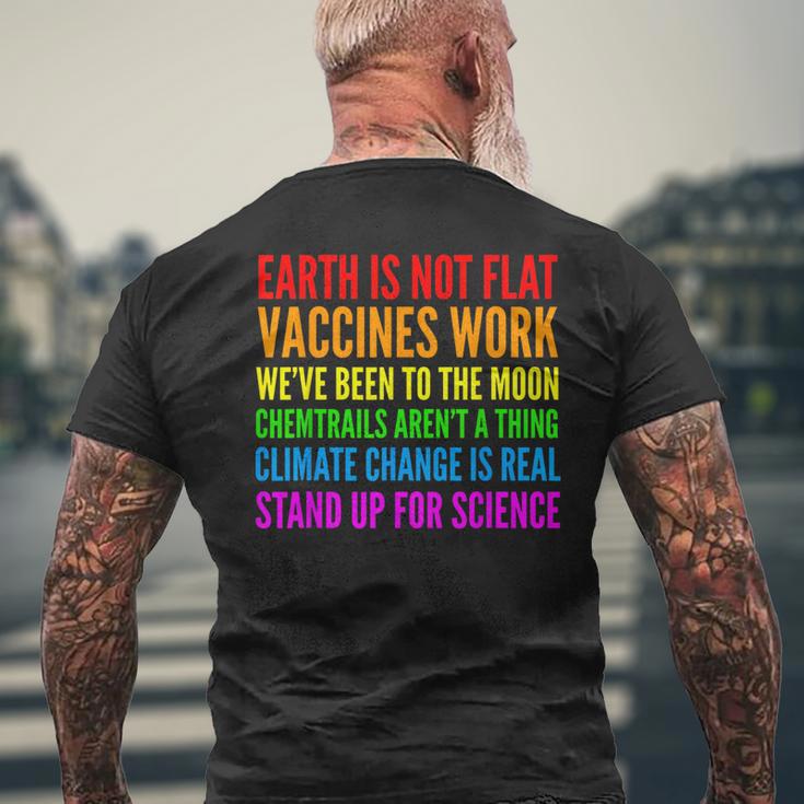 Earth Not Flat Climate Change Real Vaccine Work Men's T-shirt Back Print Gifts for Old Men