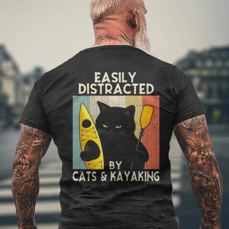 Easily Distracted By Cats & Kayaking Cat Lovers Kayakers Men's T-shirt Back Print Gifts for Old Men