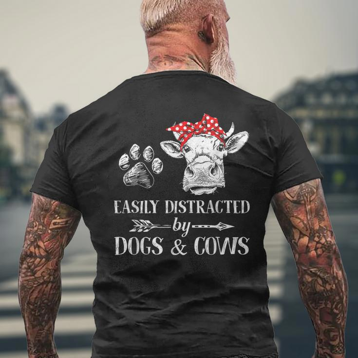 Easily Distracted By Dogs And Cows Women Men's T-shirt Back Print Gifts for Old Men