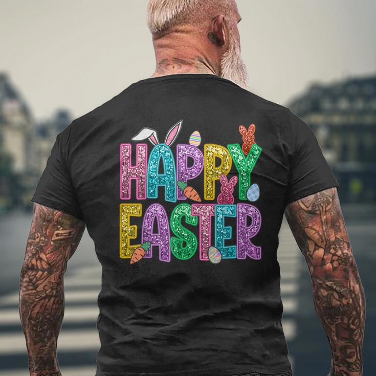 Easter Faux Sequin Bunny Men's T-shirt Back Print Gifts for Old Men