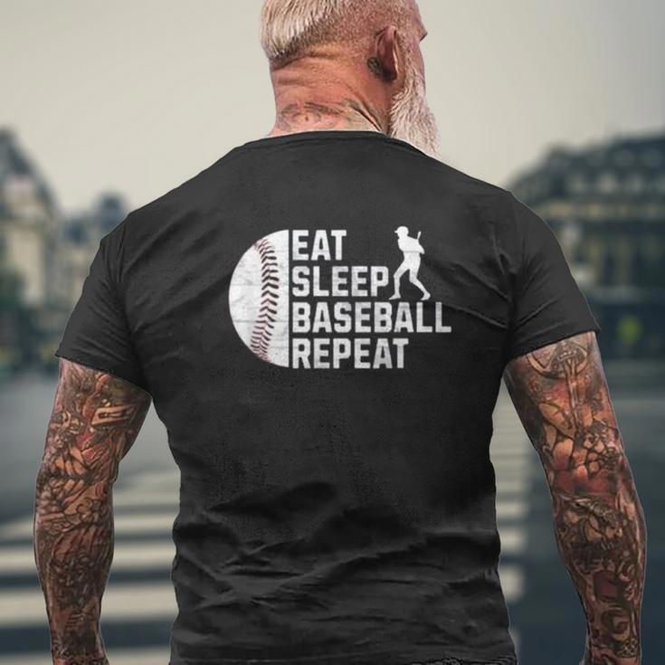 Eat Sleep Baseball Repeat Boys Kid Baseball Player Men's T-shirt Back Print Gifts for Old Men