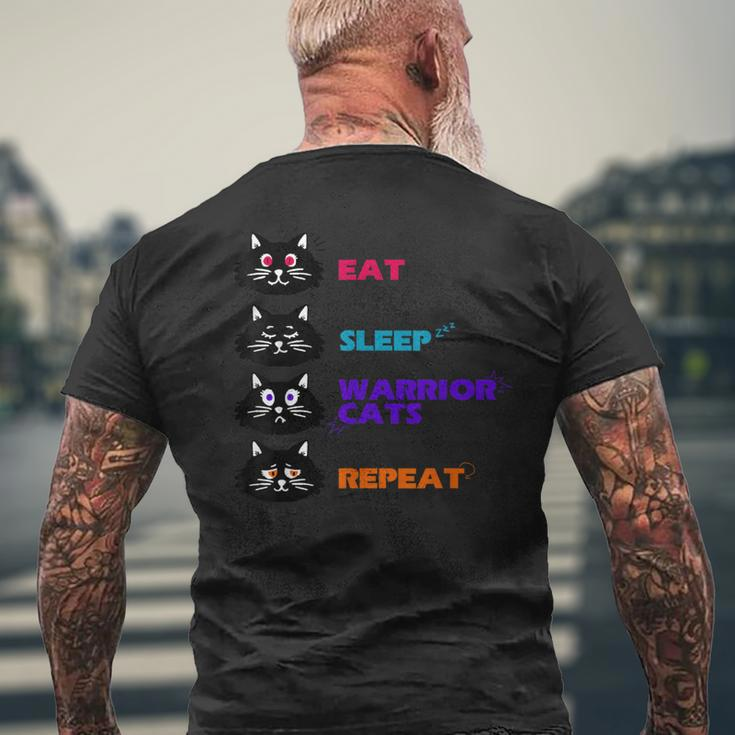 Eat-Sleep-Cat Warrior-Repeat-Cat Lover Men's T-shirt Back Print Gifts for Old Men