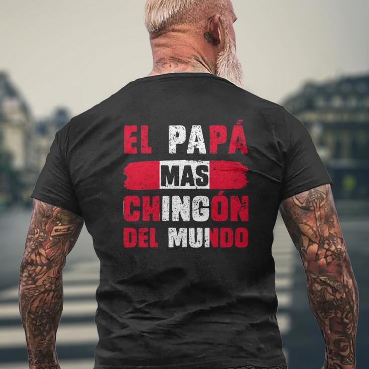 El Papá Mas Chingón Del Mundo Peru Flag Peruvian Dad Mens Back Print T-shirt Gifts for Old Men