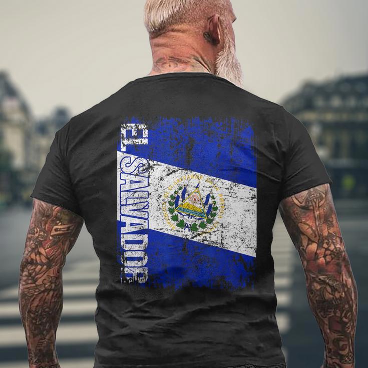 El Salvador Flag Vintage Distressed El Salvador Men's T-shirt Back Print Gifts for Old Men