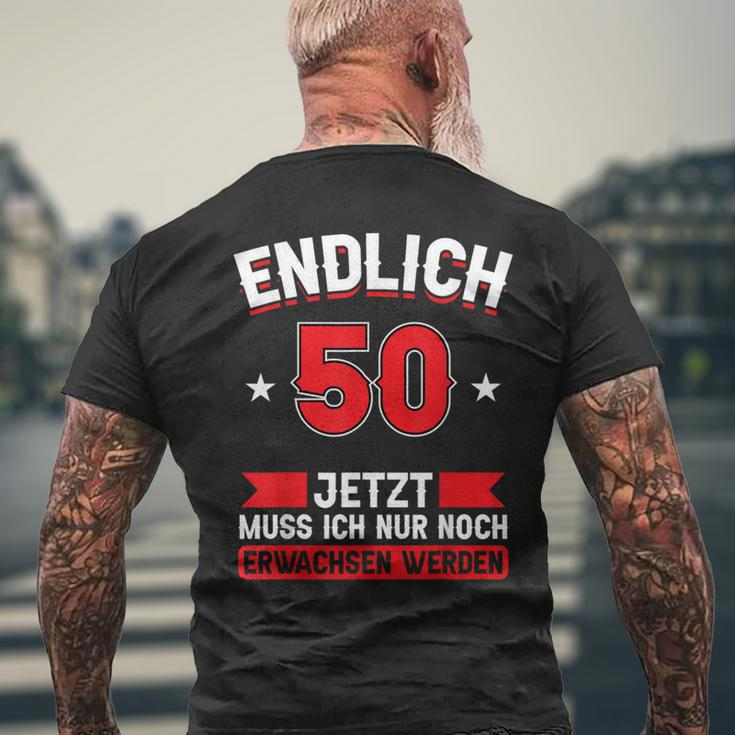 Endlich 50, Kurzärmliges Herren-T-Kurzärmliges Herren-T-Shirt zum 50. Geburtstag, Schwarz, Humorvolles Motiv Geschenke für alte Männer