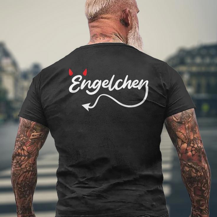 Engelchen Schriftzug Schwarzes Kurzärmliges Herren-T-Kurzärmliges Herren-T-Shirt mit Herzmotiv, Liebe Design Geschenke für alte Männer