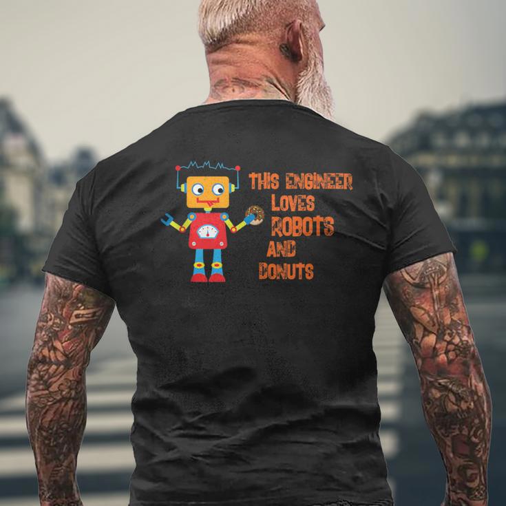 This Engineer Loves Robots And Donuts Brain Food Men's T-shirt Back Print Gifts for Old Men