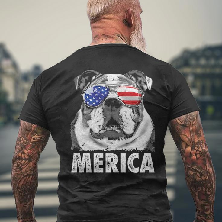 English Bulldog 4Th Of July Merica Usa Flag Retro Men's T-shirt Back Print Gifts for Old Men