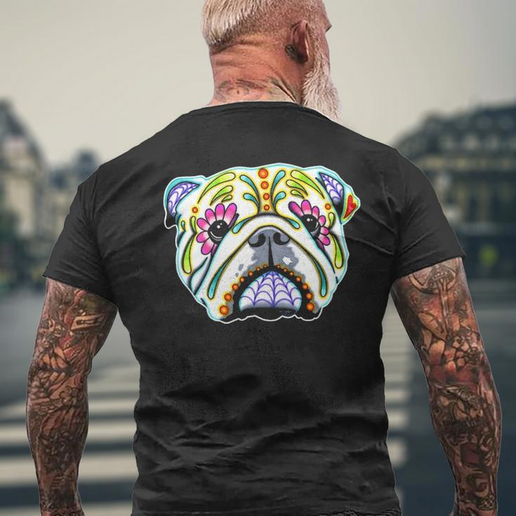 English Bulldog Day Of The Dead Sugar Skull Dog Men's T-shirt Back Print Gifts for Old Men