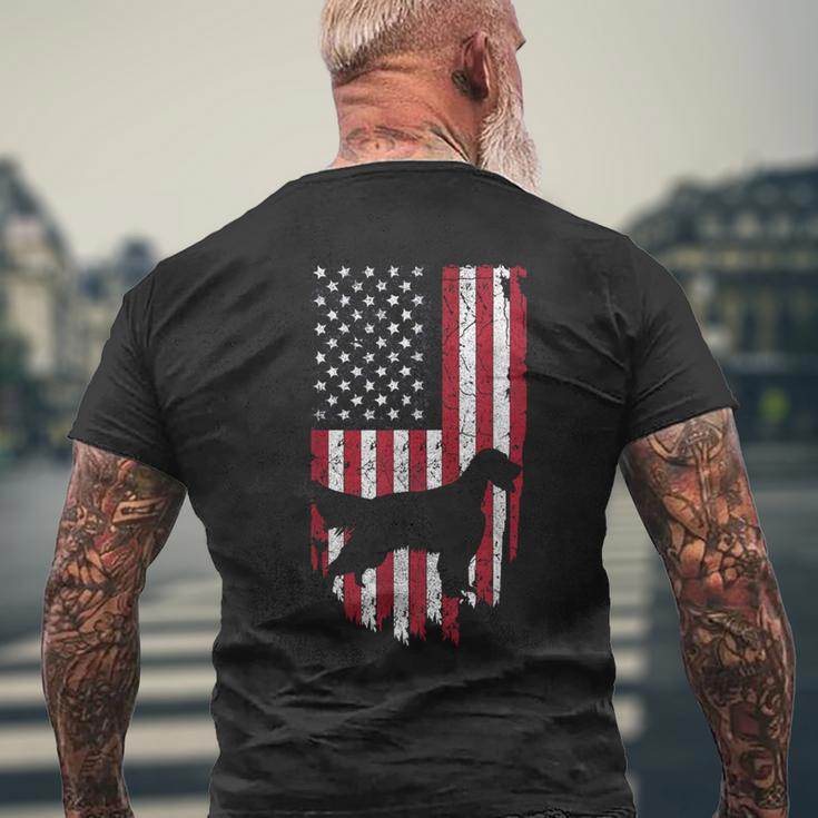 English Setter Dog Silhouette 4Th Of July Usa Flag Men's T-shirt Back Print Gifts for Old Men