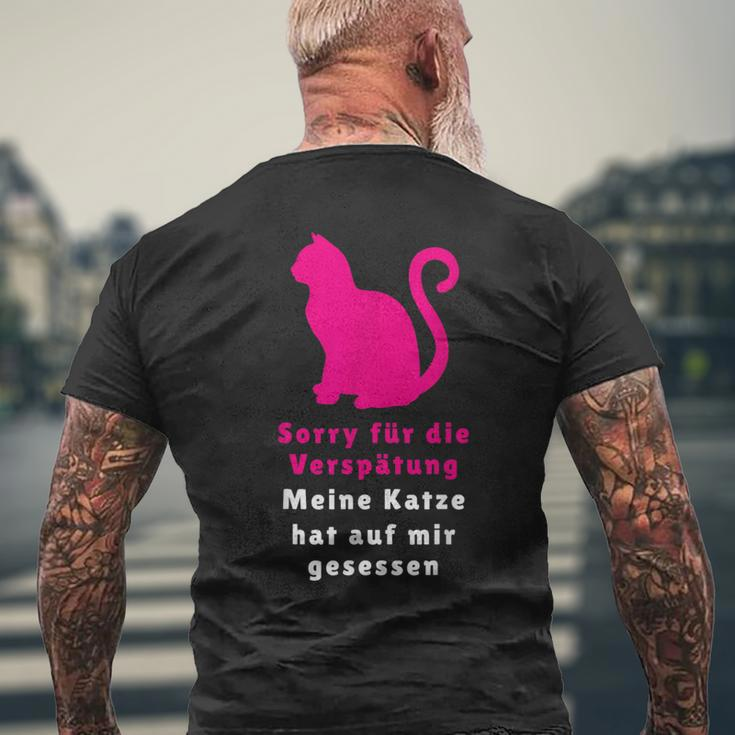 Entschuldigung, Meine Katze Hat auf Mir Gesessen Schwarzes Kurzärmliges Herren-T-Kurzärmliges Herren-T-Shirt, Lustiges Haustier Motiv Geschenke für alte Männer