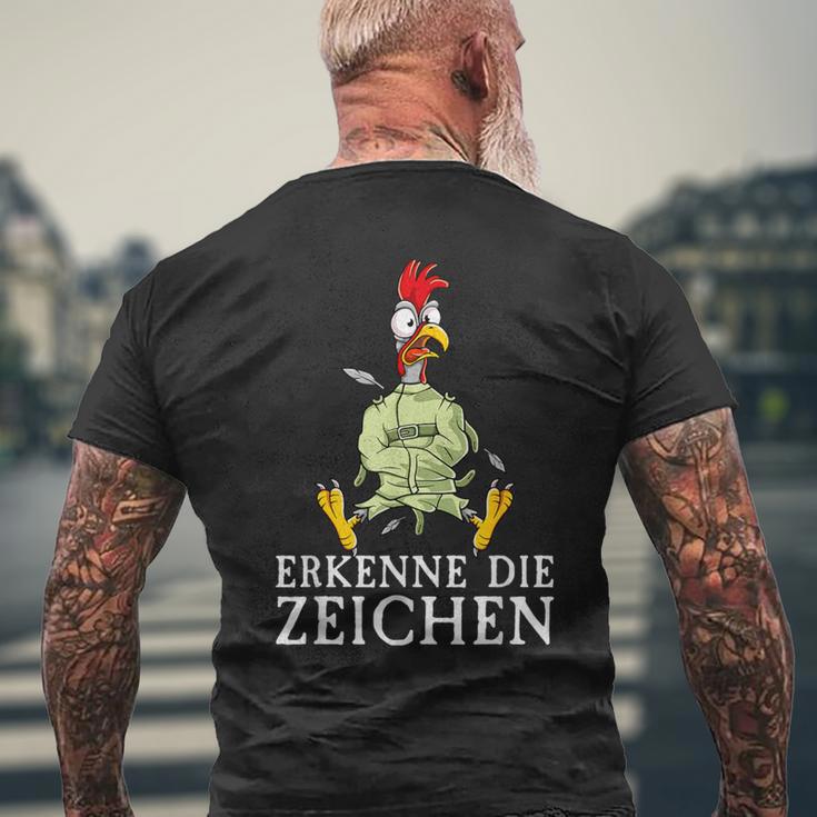 Erkenne Die Signserrückt Angratt Cockerel T-Shirt mit Rückendruck Geschenke für alte Männer