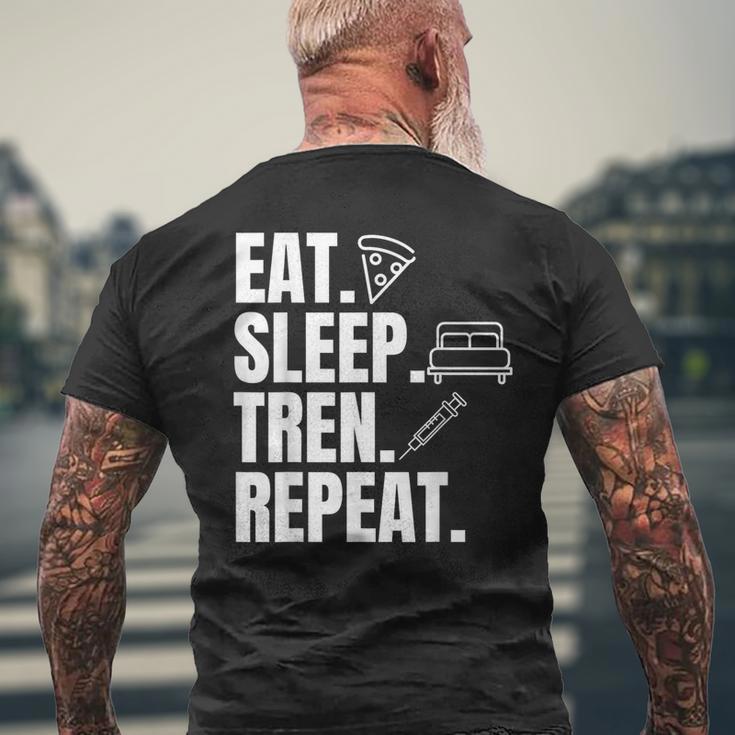 Essen Sleeep Tren Repeat Gym Trenbolon T-Shirt mit Rückendruck Geschenke für alte Männer