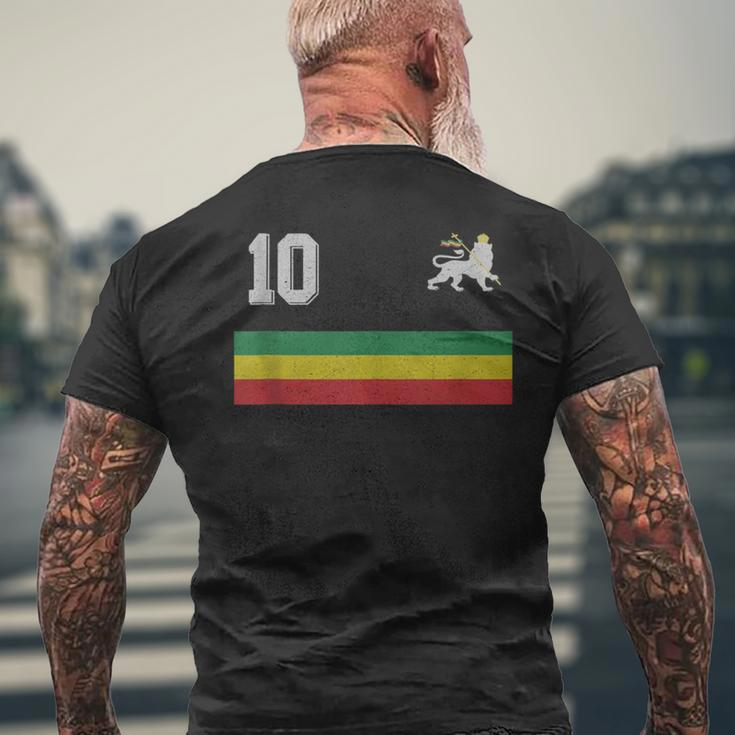 Ethiopia Rastafari Football Soccer Style Men's T-shirt Back Print Gifts for Old Men