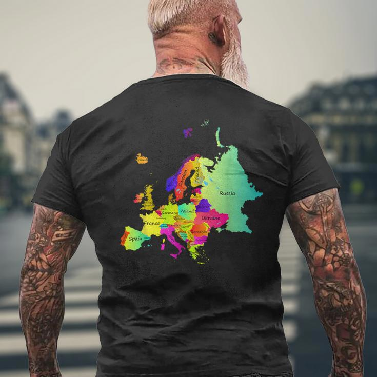 Europe Map With Boundaries And Countries Names Men's T-shirt Back Print Gifts for Old Men