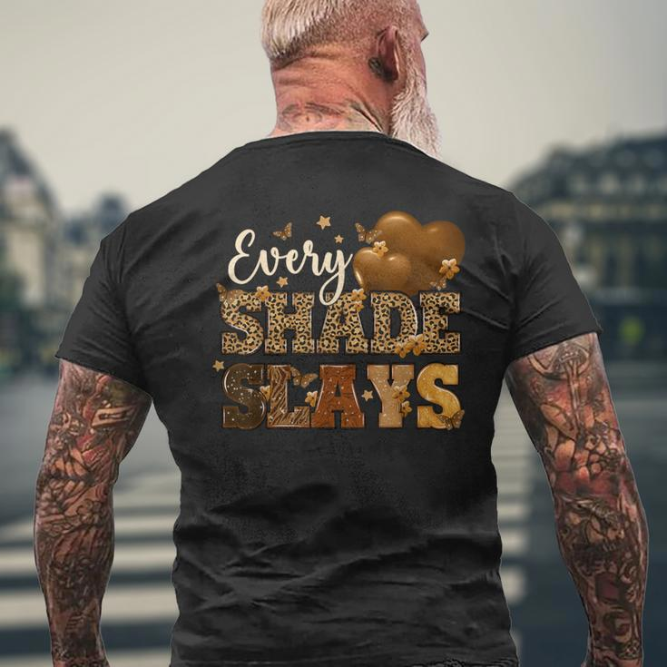 Every Shade Slays Melanin Hearts Black History Month African Men's T-shirt Back Print Gifts for Old Men