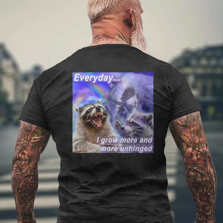 Everyday I Grow More Unhinged Raccoon Opossums Possums Meme Men's T-shirt Back Print Gifts for Old Men