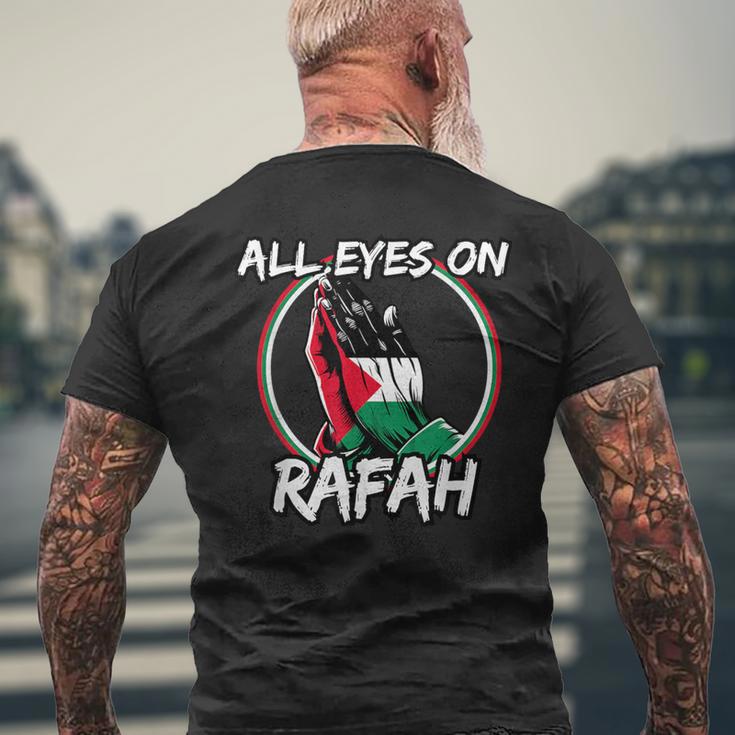 All Eyes On Rafah Betende Hände Palestina Flagge T-Shirt mit Rückendruck Geschenke für alte Männer