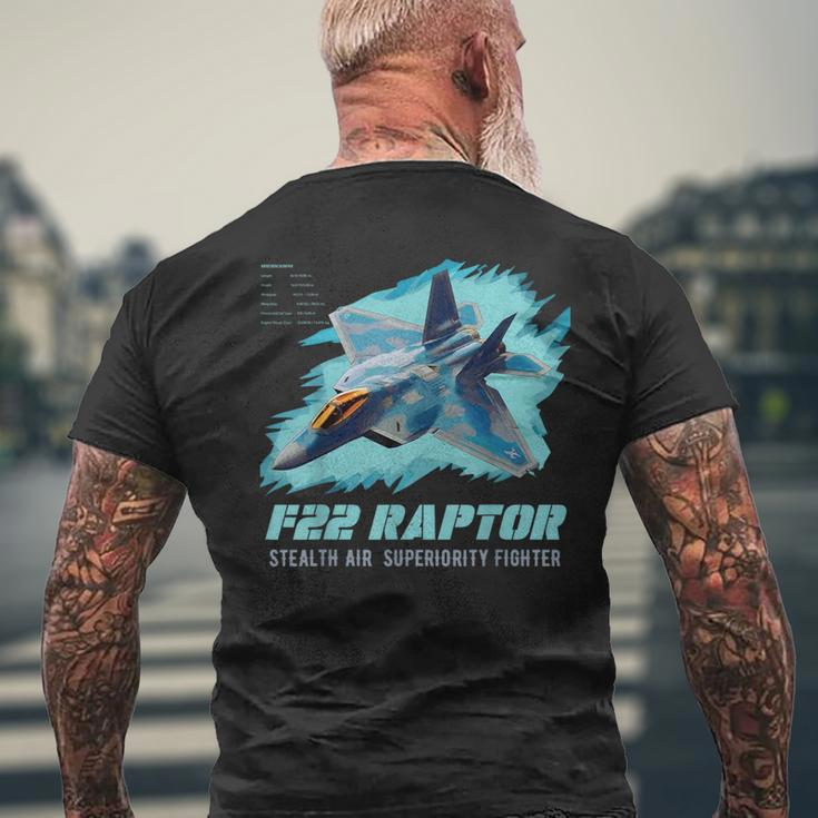 F-22 Raptor Fighter Jet Military Airplane Pilot Veteran Day Men's T-shirt Back Print Gifts for Old Men