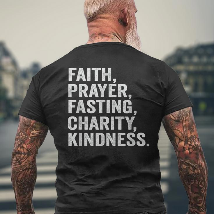 Faith Prayer Fasting Charity Kindness Muslim Fasting Ramadan Men's T-shirt Back Print Gifts for Old Men