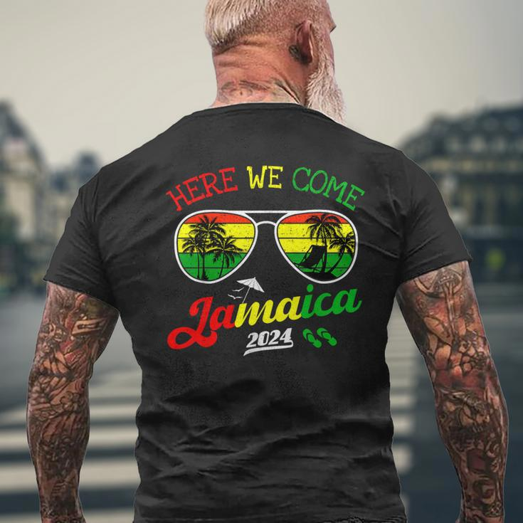 Family Vacation Vacay Girls Trip Jamaica Here We Come 2024 Men's T-shirt Back Print Gifts for Old Men