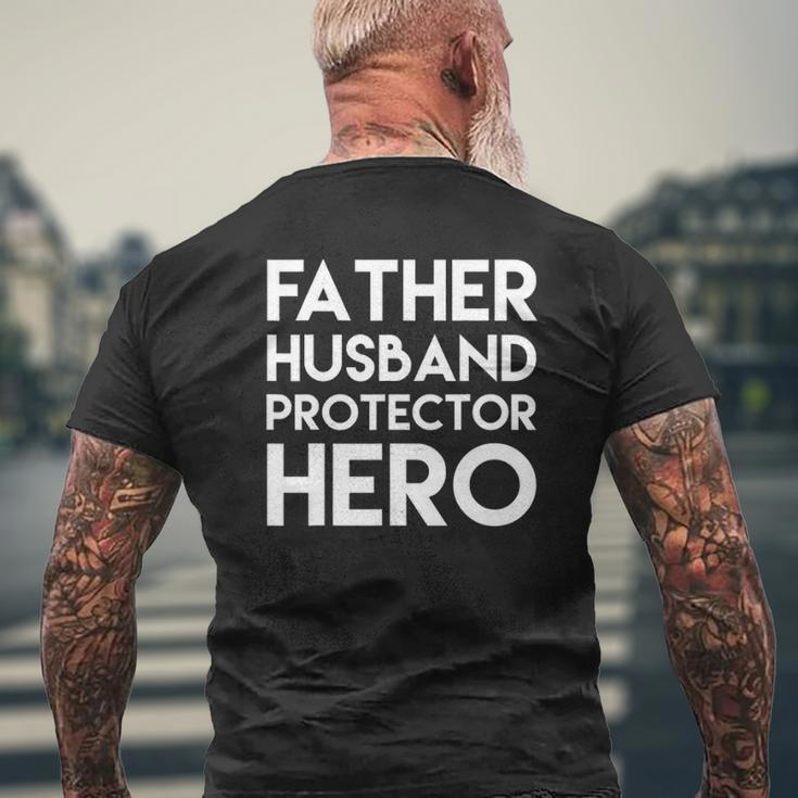 Father Husband Protector Hero Husband Mens Back Print T-shirt Gifts for Old Men