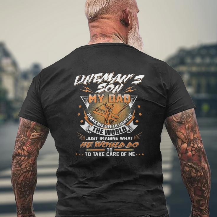 Father Linemans Son Proud Lineman Day Mens Back Print T-shirt Gifts for Old Men
