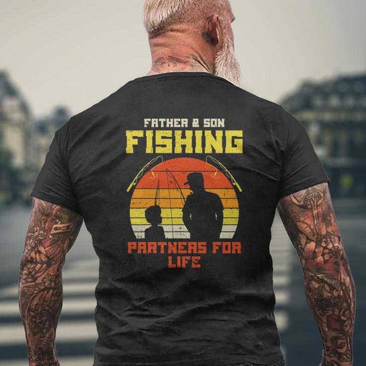 Father Son Fishing Partners For Life Retro Matching Dad Mens Back Print T-shirt Gifts for Old Men