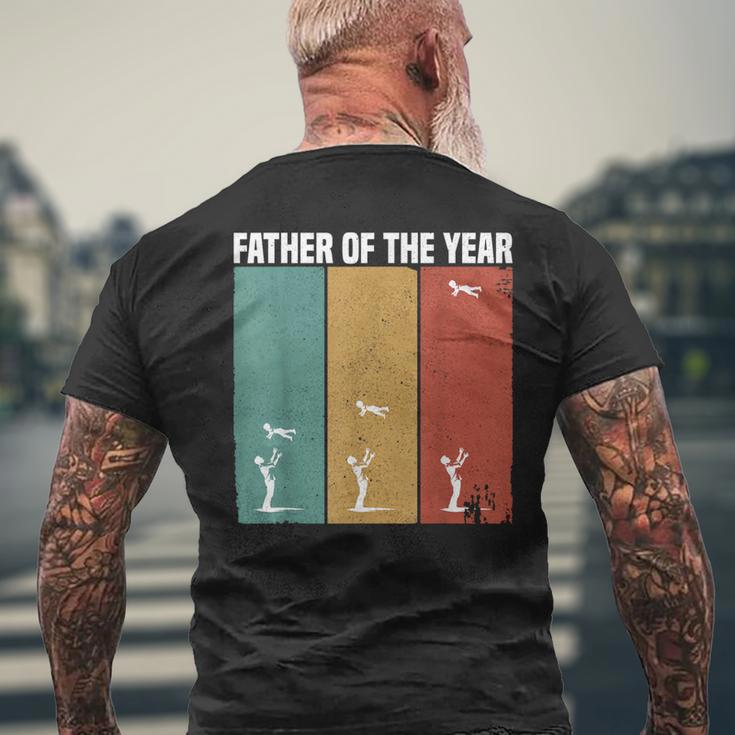 Father Of The Year Dad Throwing Child In Sky Vintage Men's T-shirt Back Print Gifts for Old Men