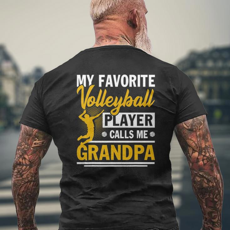 Father's Day My Favorite Volleyball Player Calls Me Grandpa Mens Back Print T-shirt Gifts for Old Men