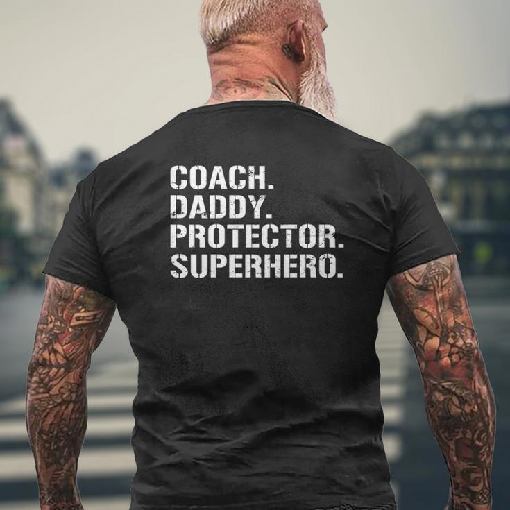 Father's Day Coach Daddy Protector Superhero Mens Back Print T-shirt Gifts for Old Men